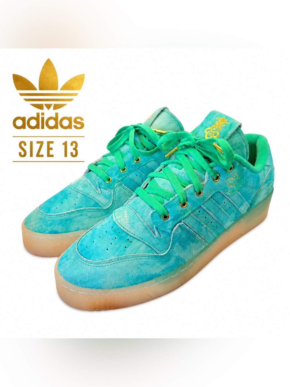 Adidas Rivalry Low 'Hi Res Green' FV4523 Aqua Suede Sneakers Men’s Size 13